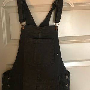 Black denim overalls